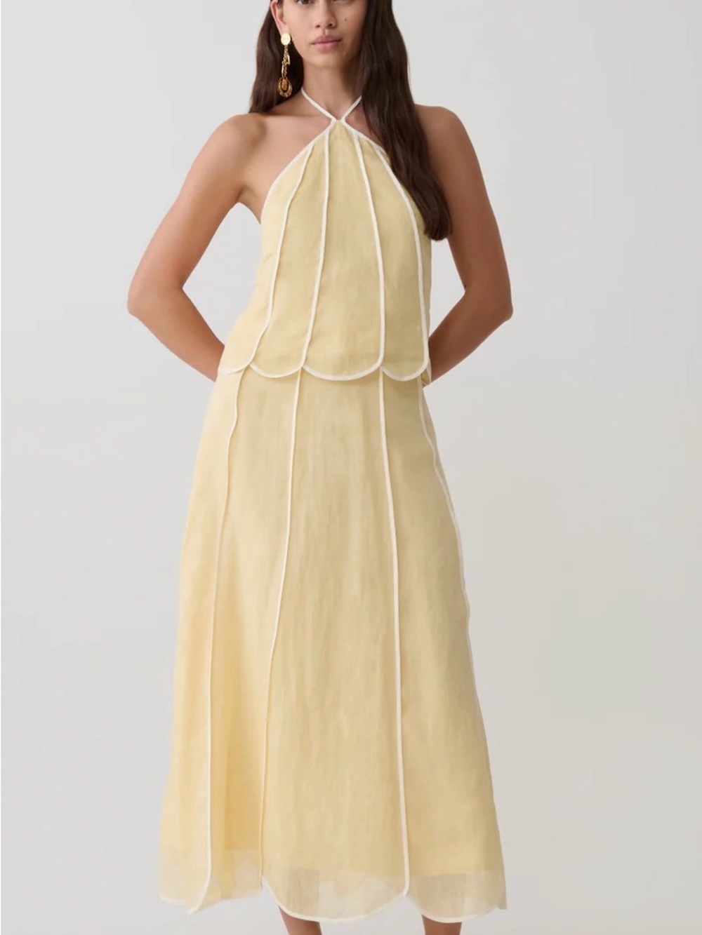 Meshki Georgia Panelled Halter Sleeveless Top - Butter